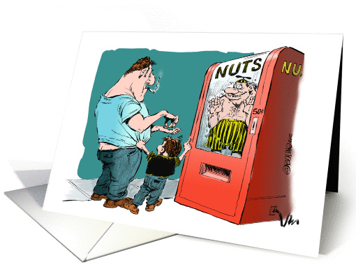 Funny thinking of you & nut vendor cartoon card (1409316)