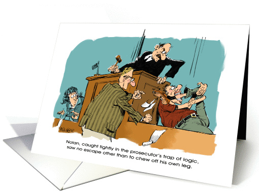 Funny Law Day (May 1st) courtroom trap cartoon card (1410792)