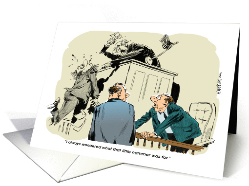 Amusing legal profession retirement announcement - cartoon card