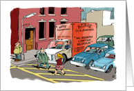 Amusing attorney or legal professional good bye cartoon card