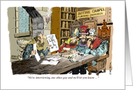 Amusing good luck in job search - through the ages cartoon card