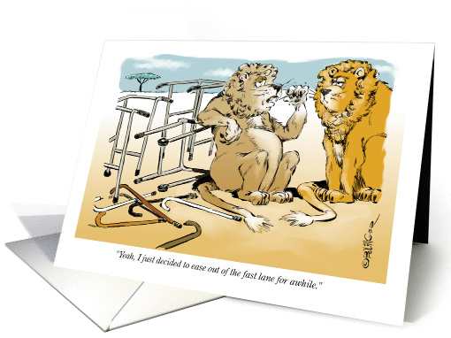 Funny dad as an old lion happy birthday cartoon card (1416732)