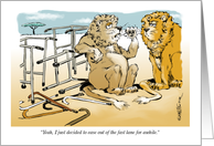 Funny dad as an old lion happy birthday cartoon card