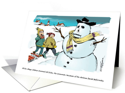 Funny National Carrot Cake Day and snowman problem cartoon card