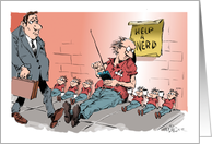 Amusing May 25th Nerd Pride Day street beggar cartoon card
