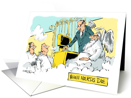 Funny blank any occasion nerds in heaven cartoon card (1419310)