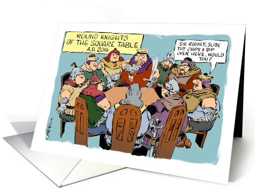 Amusing knightly invitation to bachelor party cartoon card (1420556)