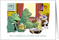 Frog and Princess pick-up Valentine line cartoon card