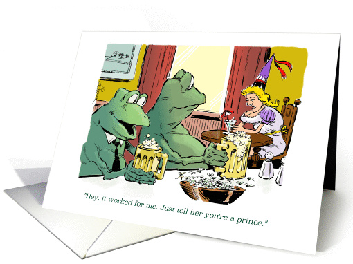 Happy birthday greeting from the Frog to the Princess cartoon card