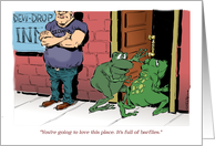 Dinner invitation from and for frog lovers cartoon card