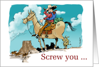 Amusing screw you and your horse cartoon card