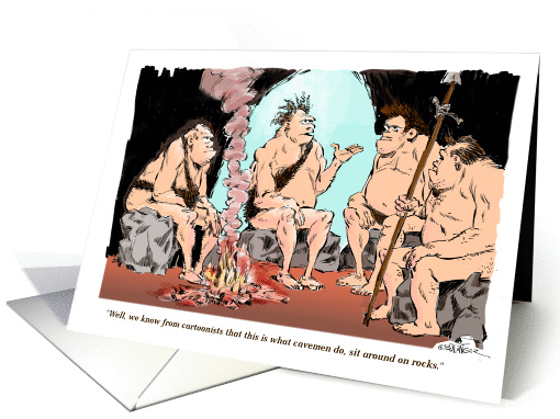 Amusing invite to family reunion caveman style cartoon card (1438636)