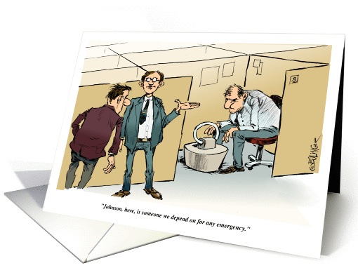 Amusing employee appreciation and thank you go-to guy cartoon card