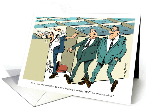 Amusing International Panic Day job stress cartoon card (1449000)