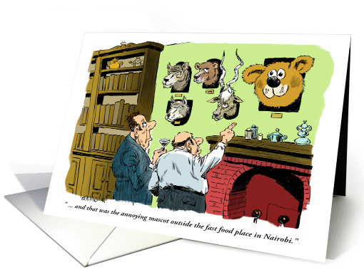 Amusing celebrate World Animal Day taxidermy cartoon card (1450010)