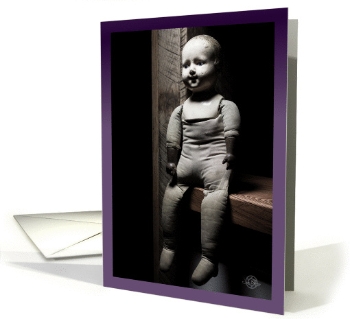 Creepy Robert doll celebrating Samhain note card (1452380)
