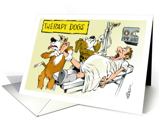 Cartoon congrats to Physical Therapist graduate with dogs card