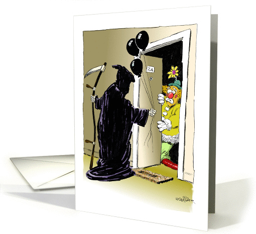Amusing 40th over the hill happy birthday and death cartoon card