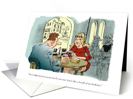 Amusing anniversary of first date cartoon card (1454154)