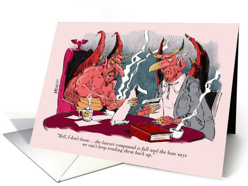 Amusing group farewell to lawyer who's going to a better place card