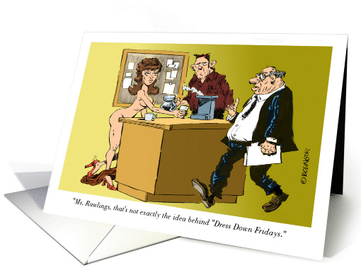 Amusing blank any occasion adult casual Friday cartoon card (1458094)