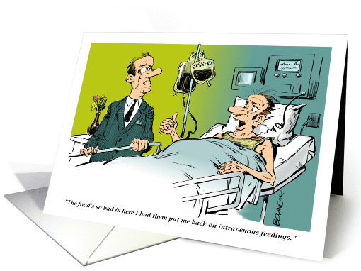 Cartoon health update from patient to friends and family card