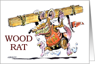 Amusing happy birthday to woodworking wood rat cartoon card