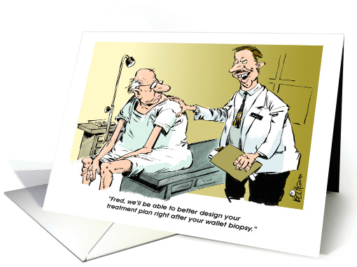 Amusing money gift for medical needs on birthday card (1459890)