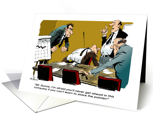 Fun group welcome back to work after pointer incident cartoon card