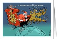 Blank Santa and sleigh mishap cartoon blank all occasion card