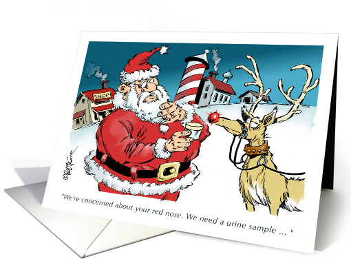 Amusing belated Christmas greeting and urine sample card (1461512)