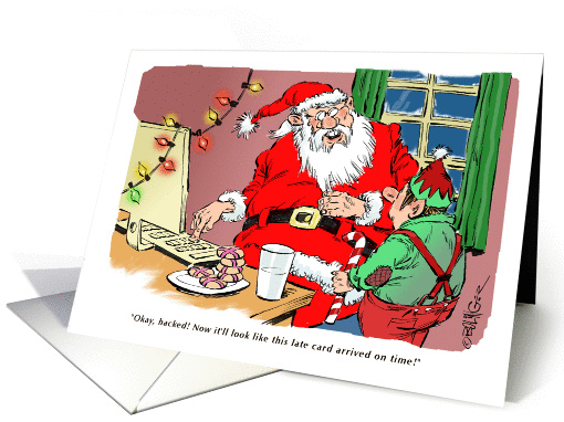 Amusing late Christmas greeting with Santa and hacking card (1461924)