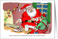 Amusing late Christmas greeting with Santa and hacking card