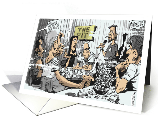 Amusing cartoon invite to a retro flower power party card (1468854)
