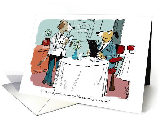 Amusing blank doggie and Beagle eating habits cartoon card (1470702)