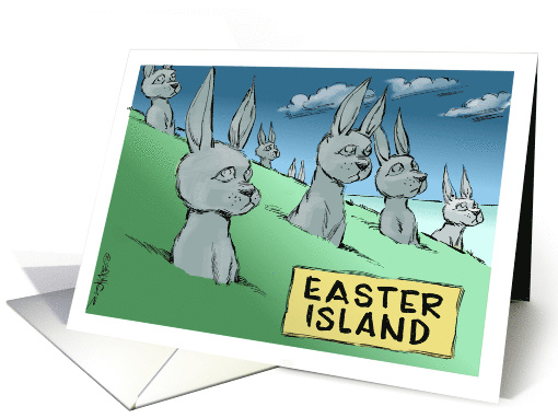 Amusing Easter Island and Easter birthday wish card (1479040)