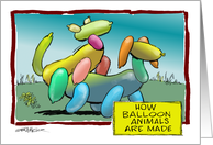 Adult visual on how birthday balloon animals are made cartoon card