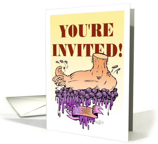 Amusing invitation to a wine tasting party cartoon card (1498832)