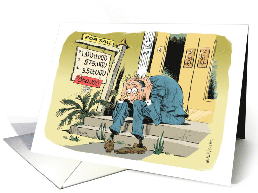 Amusing blank all purpose real estate & falling prices cartoon card