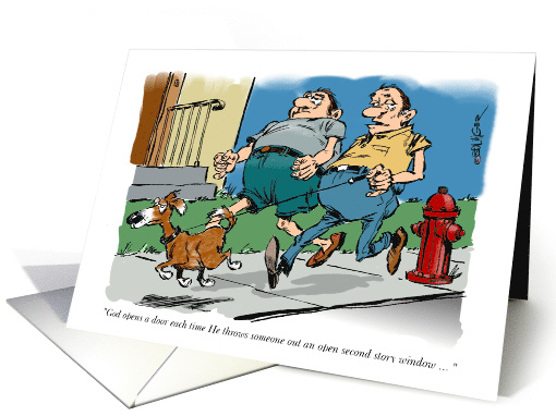 Amusing God opens a new door retirement announcement card (1500732)