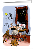 Amusing Birthday on Christmas Two Front Teeth Cartoon card