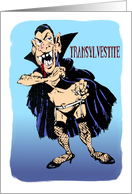 Amusing, creepy Halloween transvestite and vampire cartoon card