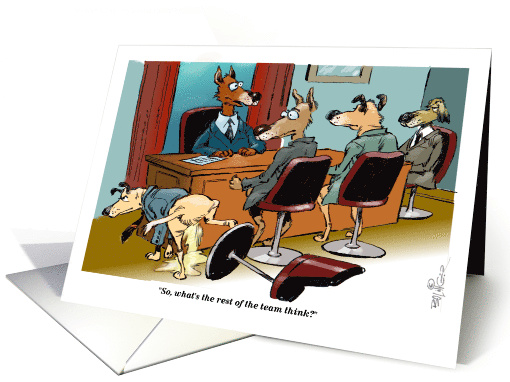 Blank any occasion cartoon of doggie management meeting card (1506332)