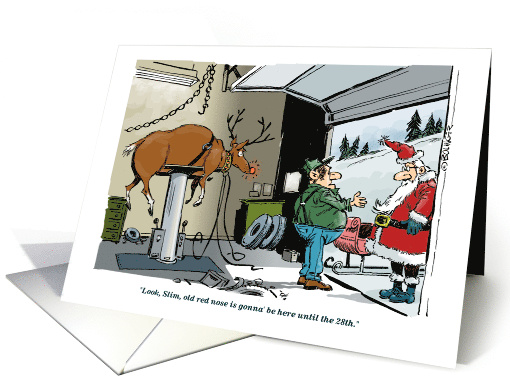 Amusing belated Christmas greeting lamely explains for you card