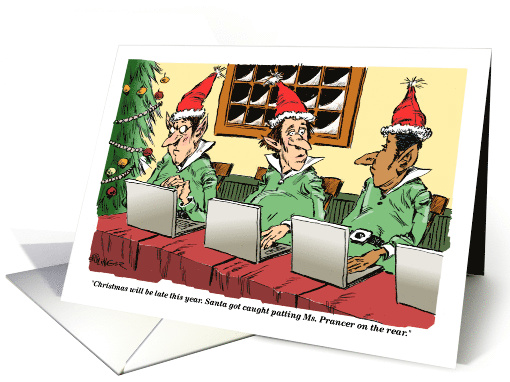 Amusing Adult groping Santa and blank all purpose Christmas card