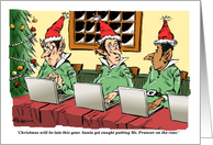 Fun elves, Santa in...