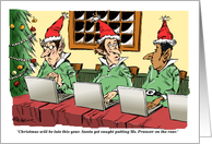 Humorous blank elves and groping Santa cartoon card