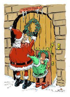 Cartoon Santa and...