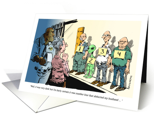 Amusing announcement of canceled wedding and alien abduction card