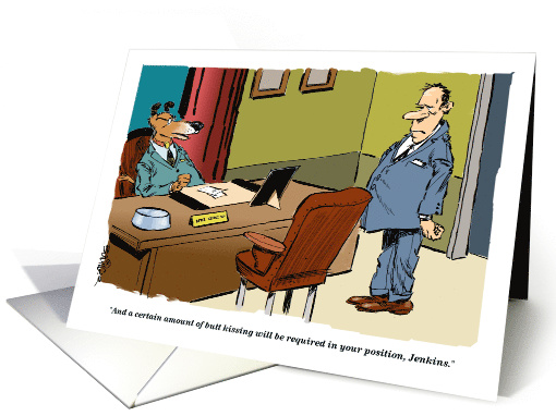 All purpose blank cartoon showing a way to get ahead at work card